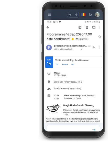 SmilesManager - Calendar și notificări automate pentru pacienți