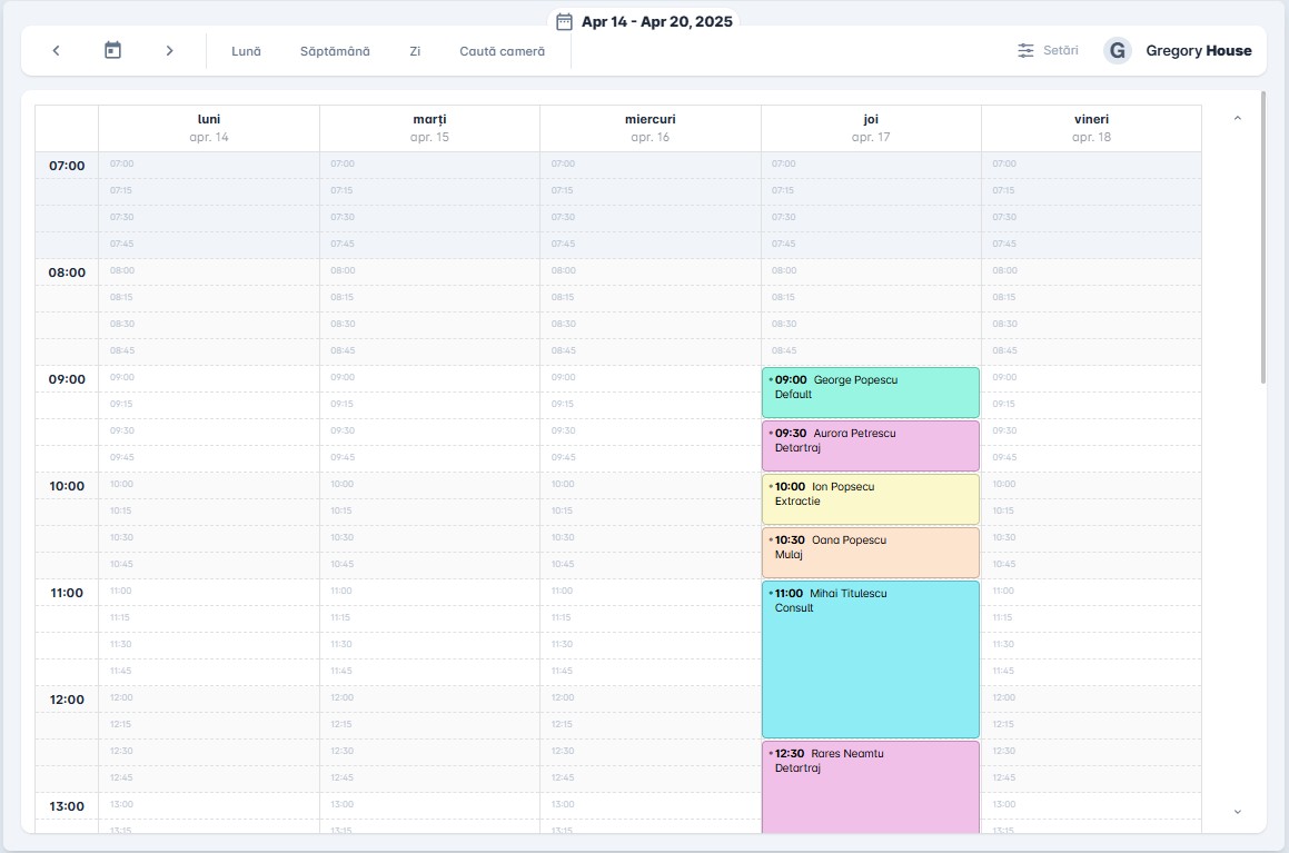 Calendar digital pentru programări stomatologice