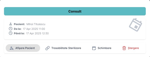 Navigare detalii pacient din eveniment de calendar