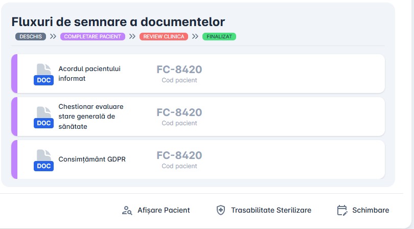 Acces formulare medicale digitale pe tabletă
