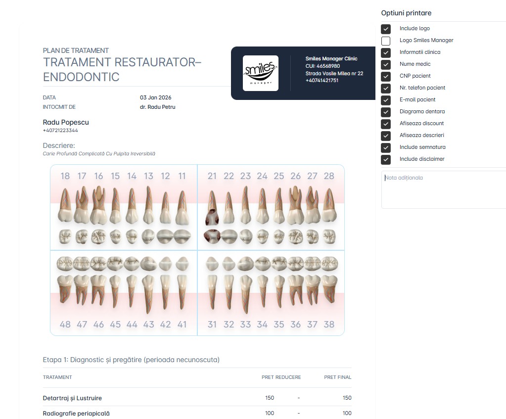 Plan de tratament stomatologic digital